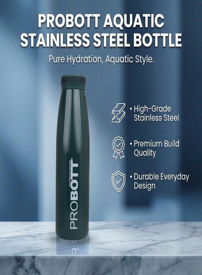 Probott Aquatic 500ml Vacuum Insulated Flask Bottle, Stainless Steel Hot and Cold Water Bottles, Dark Green |Screw Cap| Wide Mouth| Leak Proof |Easy to Carry for Travel, Camping, Gym, Sports, Office - Image 2